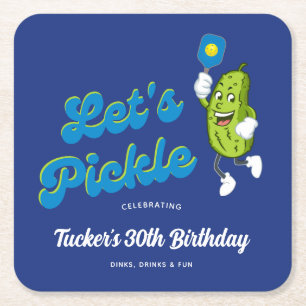 Funny Pickle Pickleball Custom Text Vierkante Kartonnen Onderzetter