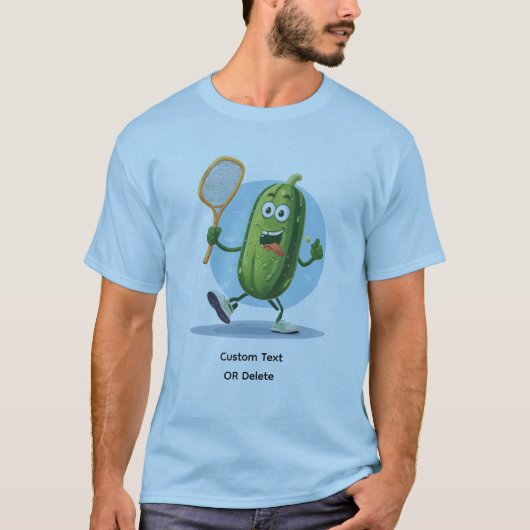 Funny Pickle Playing Pickleball Custom Text T-shirt (Voorkant)