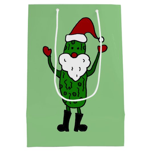 Funny Pickle Santa Claus Gift Bag Medium Cadeauzakje (Achterkant)