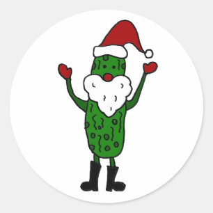 Funny Pickle Santa Claus-kerstontwerp Ronde Sticker