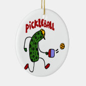 Funny Pickle Spelling Pickleball Action Design Keramisch Ornament (Rechts)