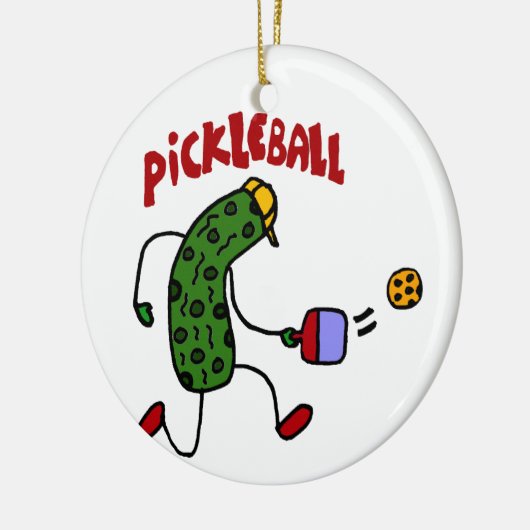 Funny Pickle Spelling Pickleball Action Design Keramisch Ornament (Links)