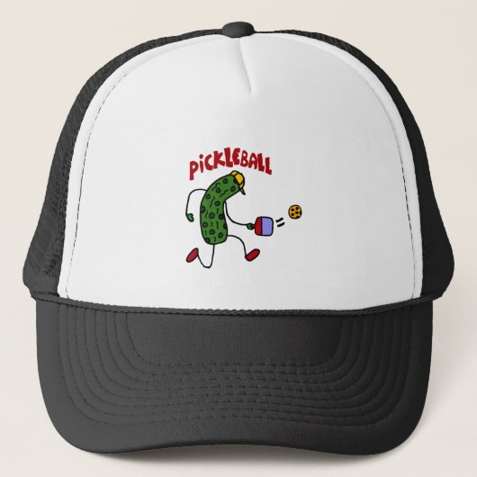 Funny Pickle Spelling Pickleball Action Design Trucker Pet (Voorkant)