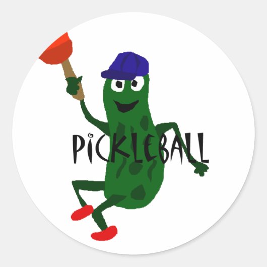 Funny Pickle Spelling Pickleball Ronde Sticker (Voorkant)