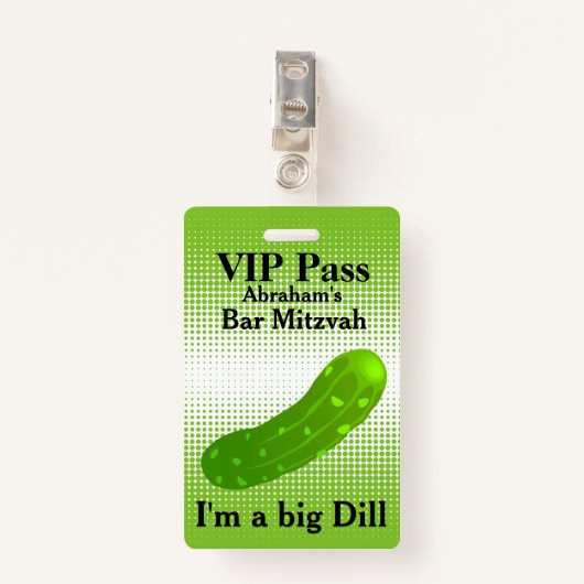 Funny Pickle VIP Party Badge (Voorkant met clip)