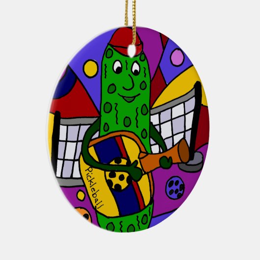 Funny Pickleball Abstracte Art Origineel Keramisch Ornament (Rechts)