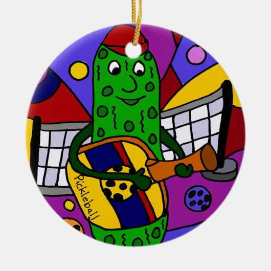 Funny Pickleball Abstracte Art Origineel Keramisch Ornament (Voorkant)