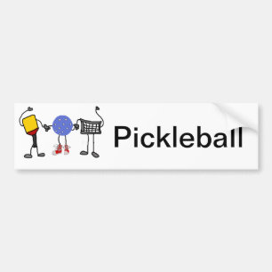 Funny Pickleball Cartoon Characters Bumpersticker