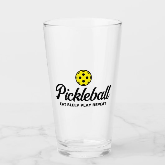 Funny pickleball drink cadeau voor moeder of vader glas (Voorkant)