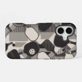Funny Pickleball Grayscale Paddle Pattern iPhone 16 Hoesje (Achterkant horizontaal)