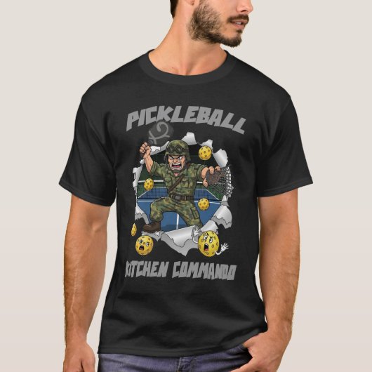 Funny Pickleball Kitchen Commando Mascot T-shirt (Voorkant)