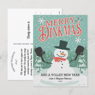 Funny Pickleball Sneeuwman Merry Christmas Briefka Feestdagenkaart