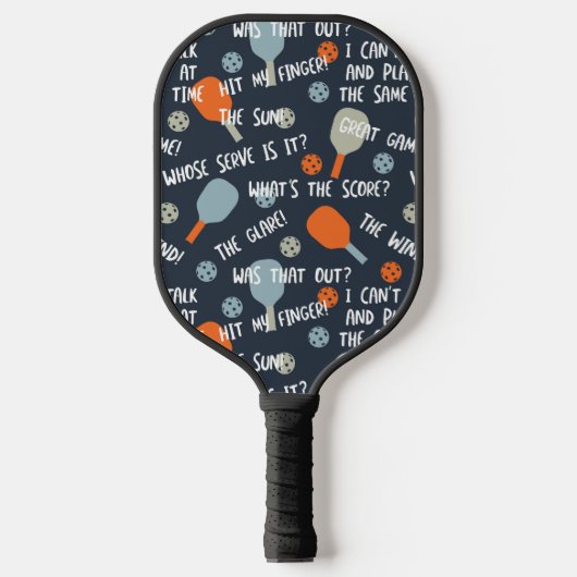 Funny Pickleball Talk Excuses Blue Oranje Paddle (Voorkant)