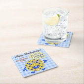 Funny Pie Pun Thanksgiving Feast Herfst Dinner Par Vierkante Kartonnen Onderzetter (Insitu)