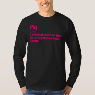 Funny Pig Bacon Gift voor Mannen Rol Pig Defini T-shirt
