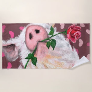 Funny Pig Beach Handdoek