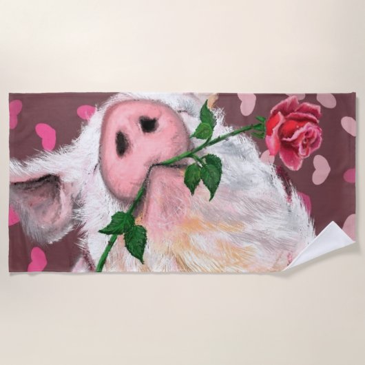 Funny Pig Beach Handdoek (Voorkant)