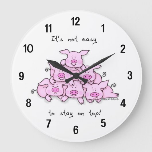 Funny Pig Cartoon Wall Clock Grote Klok (Voorkant)
