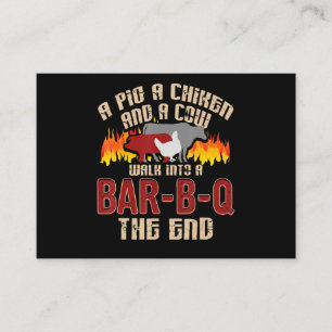 Funny Pig Chicken Cow Bar B Q Bq Chef Cookie Cook Visitekaartje