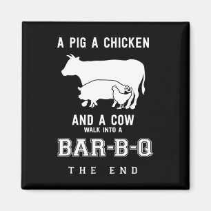 Funny Pig Chicken Koe verhaal van BBQ Master Roast Magneet