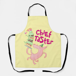 Funny Pig Chief Taster Giant Sponge Cake Cartoon Schort
