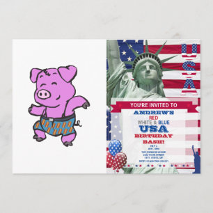 Funny Pig dansende cartoon   achtergrondkleur kiez Kaart