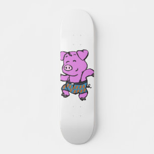 Funny Pig dansende cartoon   achtergrondkleur kiez Skateboard