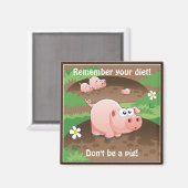 Funny Pig Diet Reminder Magneet (Voorkant / Achterkant)