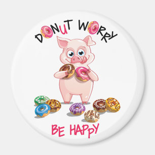 Funny Pig Donut Pun Magnet Magneet