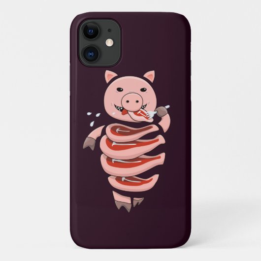Funny Pig Eating Pork Steaks Creepy Weird Case-Mate iPhone Case (Achterkant)