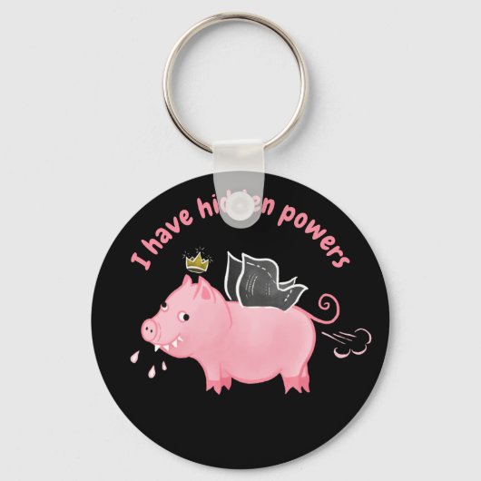 Funny Pig Fairy Cartoon - Schattige Flying Pig Mag Sleutelhanger (Voorkant)