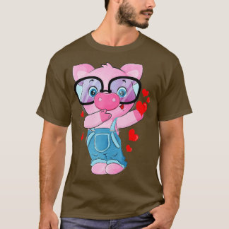 Funny Pig Heart Valentijnsdag Gifts Cute Pig Dabb T-shirt