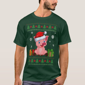 Funny Pig houdt van Cute Pig Santa Hat Oegenkerst T-shirt