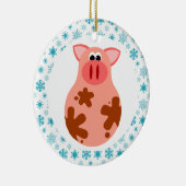 Funny Pig Kerstornament Gift Keramisch Ornament (Rechts)