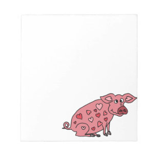 Funny Pig met Hearts Design Notitieblok