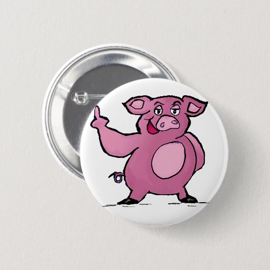 Funny Pig Middle Finger Button (Voorkant /achterkant)