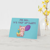 Funny Pig Out Verjaardag Kaart (Gele Bloem)