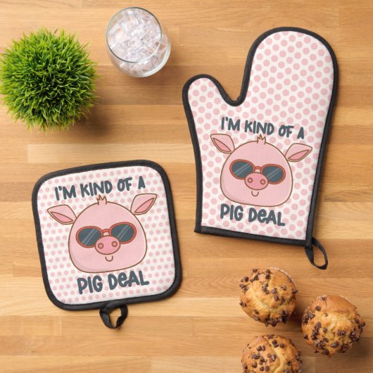 Funny Pig Pun Ovenwant & Pannenlap Set (Top down)