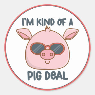 Funny Pig Pun Ronde Sticker