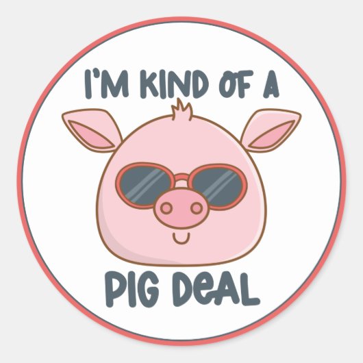 Funny Pig Pun Ronde Sticker (Voorkant)