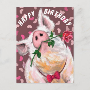 Funny Pig Verjaardag Kaart Piggy Gentleman met Roo
