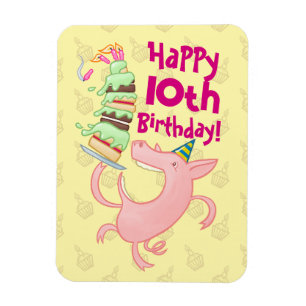 Funny Pig Voeg de Age Giant Birthday Cake Cartoon Magneet