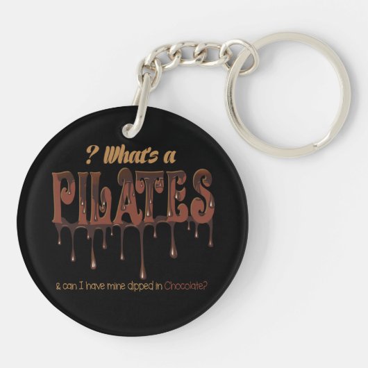 Funny Pilates in Chocolate Sleutelhanger (Achterkant)