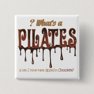 Funny Pilates in Chocolate Vierkante Button 5,1 Cm