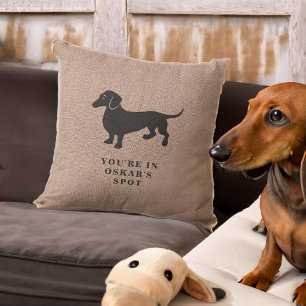 Funny Pillow Marks Dachshund's Spot op de Sofa Kussen