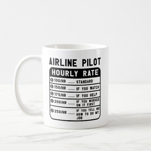 Funny Pilot Hourly Rate Koffiemok (Links)