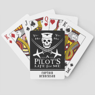 Funny Pilot Skull Airplanes Pirate Humor   Aangepa Pokerkaarten