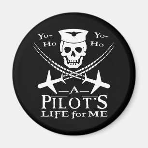 Funny Pilot Skull Cross Airplanes Pirate Humor Magneet