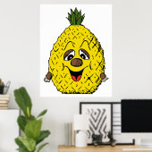 Funny Pineapple Cartoon Face Foodie, ZSSG Poster (Thuiskantoor)