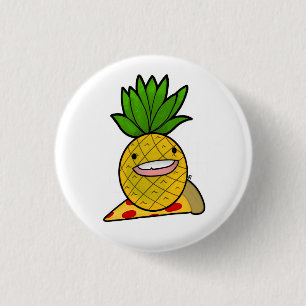 Funny Pineapple op Pizza Pin Ronde Button 3,2 Cm